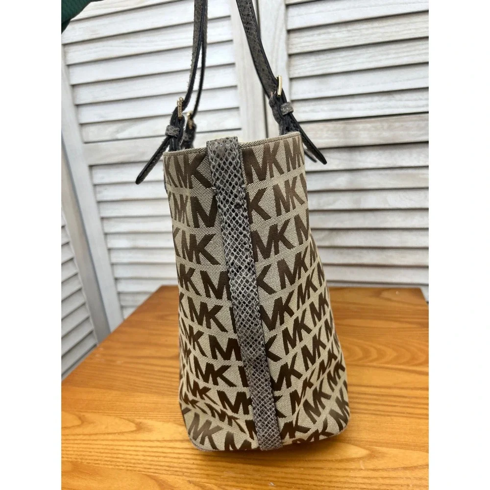Michael Kors Tote Bag Large Brown Women Logo Print Shoulder Handbag
